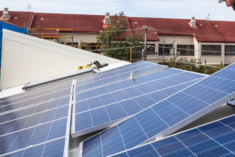 Rooftop Solar Panels Set Up 